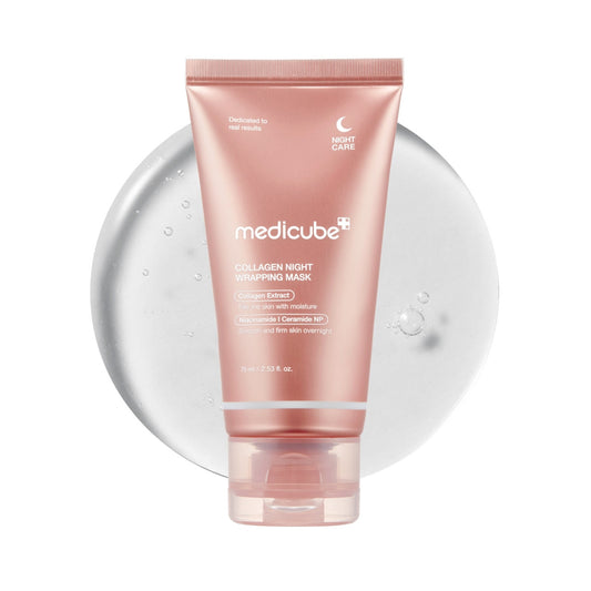 Medicube collagen night sheet mask packaging on a white background